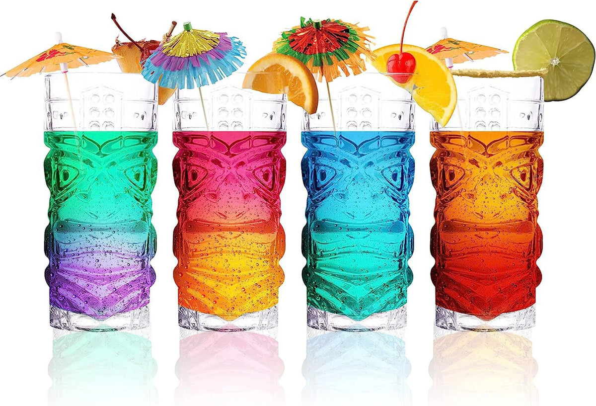 Clear Tiki Glasses, Set of 4, 450 ML O413246