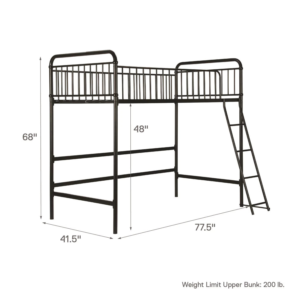 Black Twin Metal Loft Bed O609