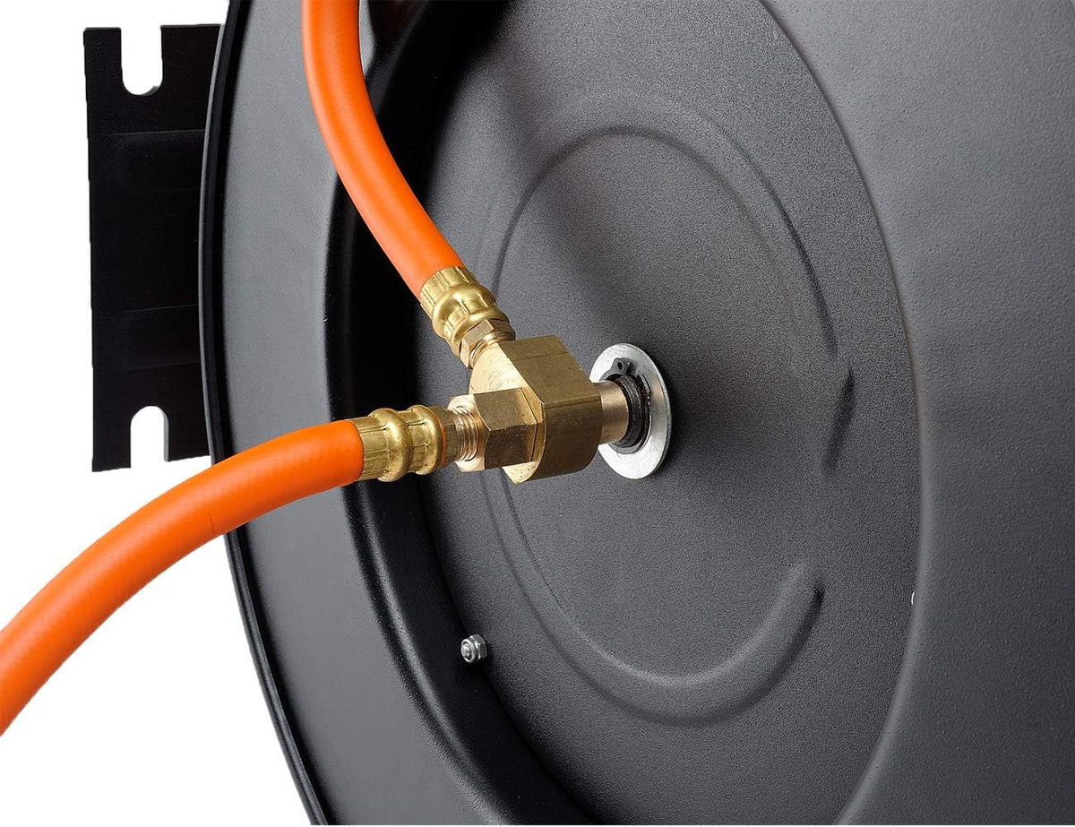 Retractable Air Hose Reel with 3/8 in. x 25 ft Hybrid Hose, 300 PSI Wall Mounted, Pack of 2 P382525