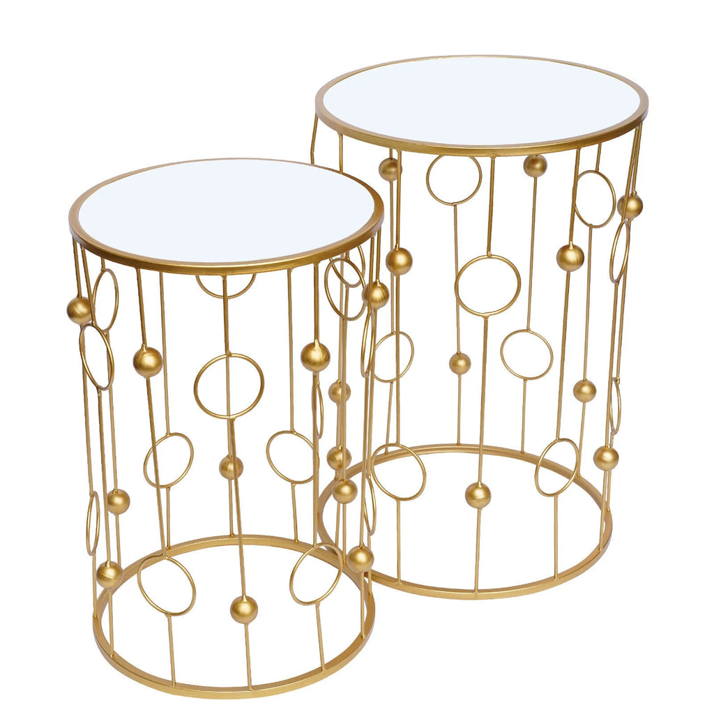 Set of 2 Round Glass Top Nesting Tables P6883