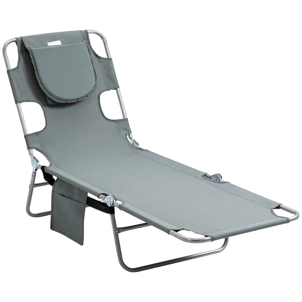 Folding Outdoor Lounge with Face Hole, Gray W6930