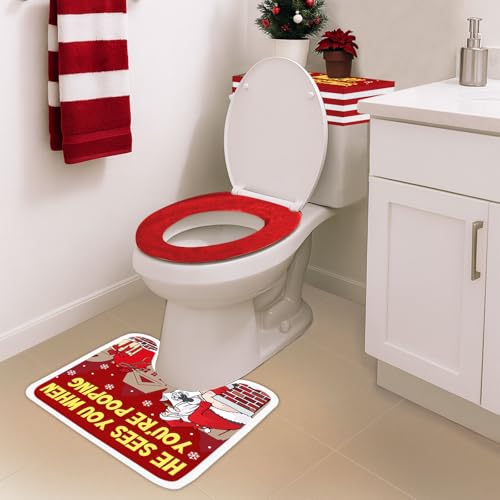 Set of 4 Toilet Seat Cover Sets with Lid Cover Rug Tank Cover F300