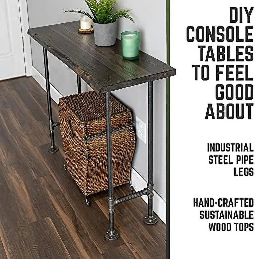 Live Edge Wood Console Table with Industrial Pipe Legs C999
