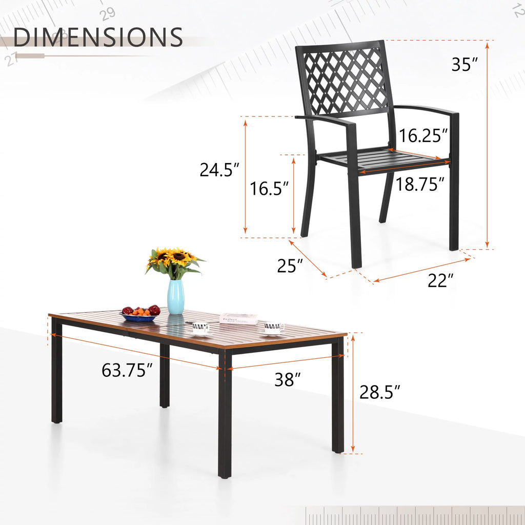 7-Piece Outdoor Patio Dining Set Metal Chairs and Table Set S55935