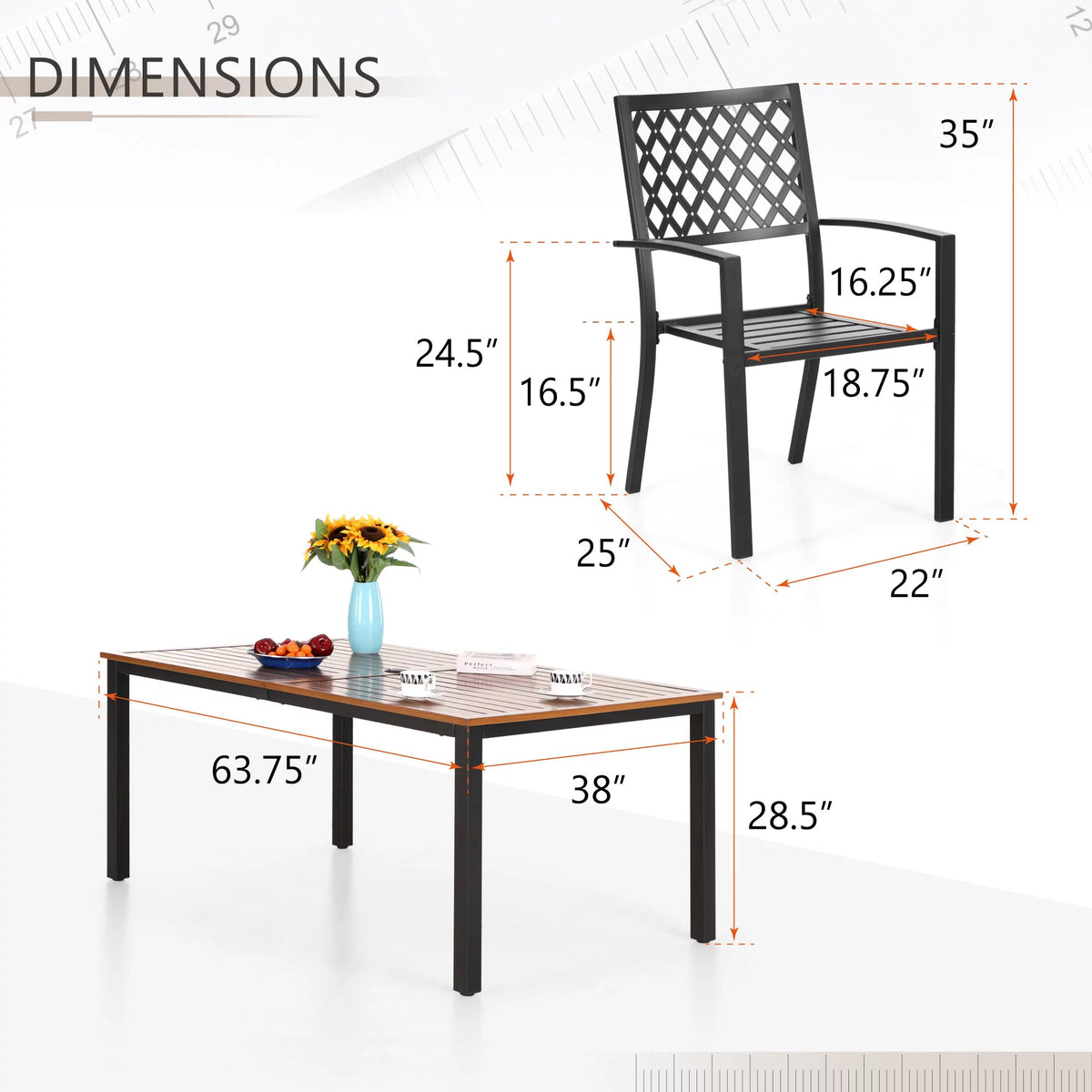 7-Piece Outdoor Patio Dining Set Metal Chairs and Table Set S55935