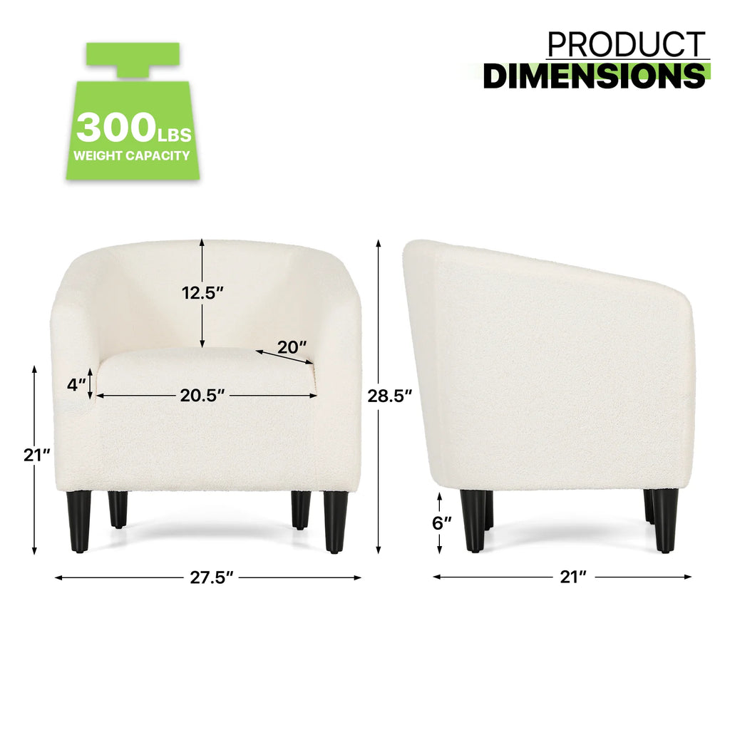 Cream Sherpa Upholstered Barrel Accent Chair M5755