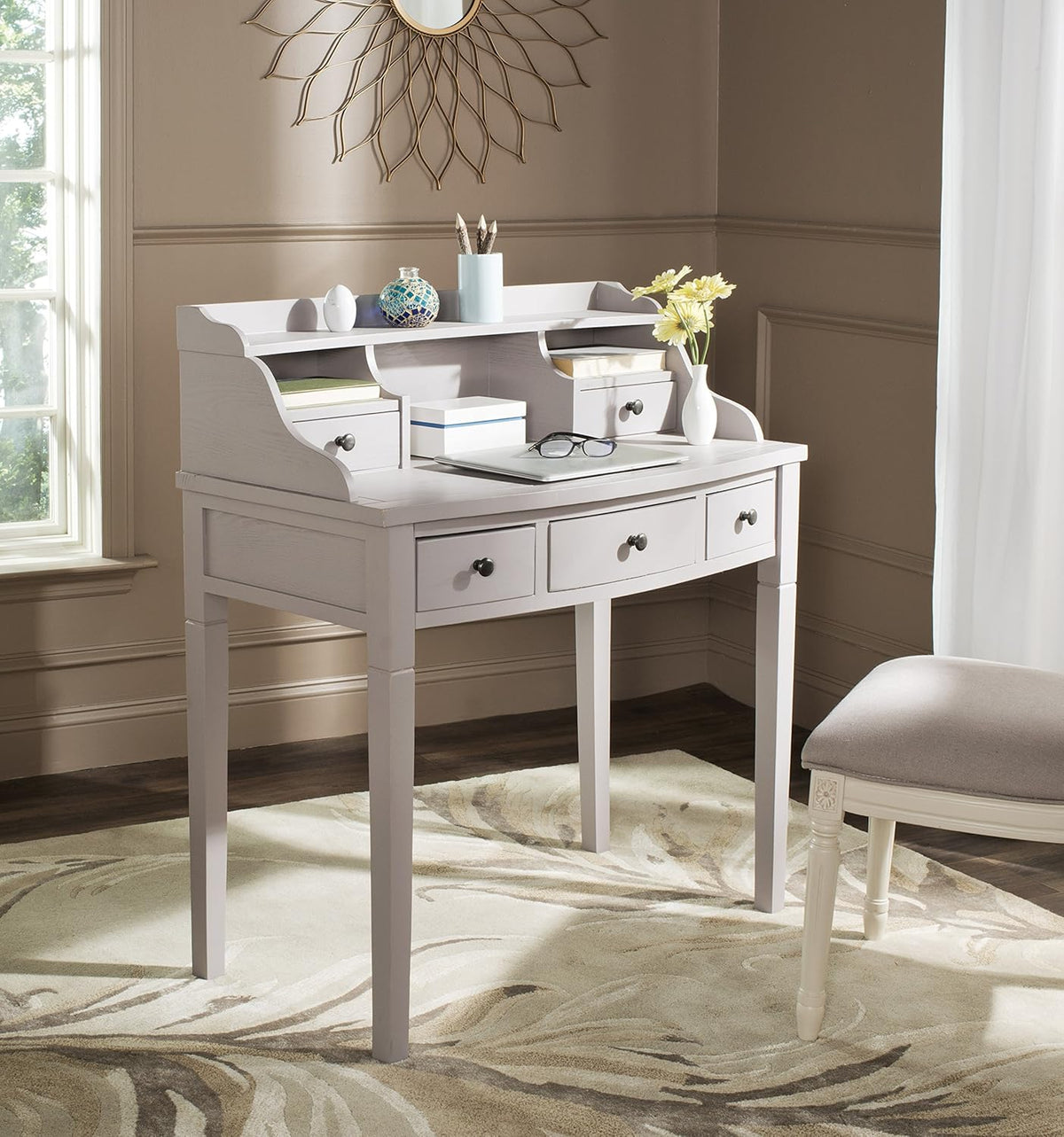 Distressed Black Writing Desk L175