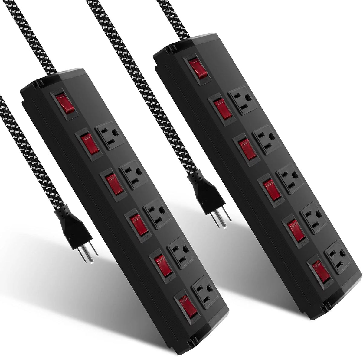 2 Pack 6 Ft 5 Outlets 15A Metal Power Strip R4131