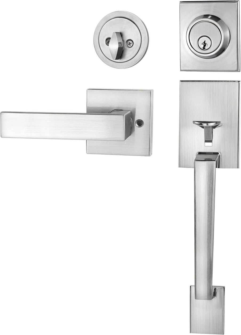 Matte Black Front Door Handle Set with Deadbolt and Lever Handle, Pack of 2 Y532245