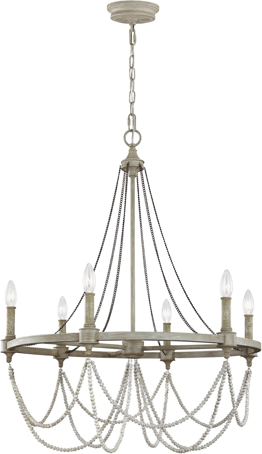 White 6-Light Candle Chandelier A794393