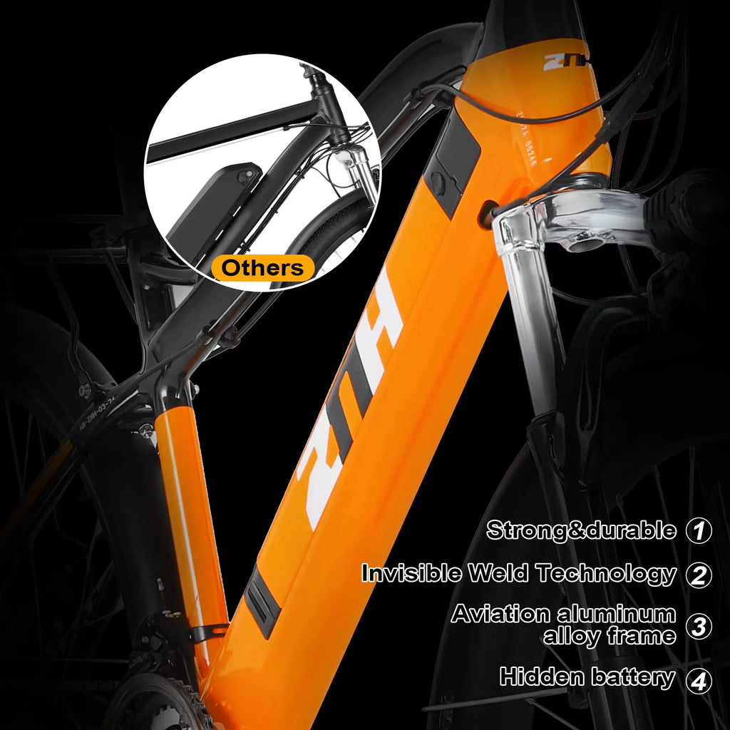 Electric Bike 26 350W Mountain Bicycle 36V 10Ah Removable Battery 21-Speed Orange L65155