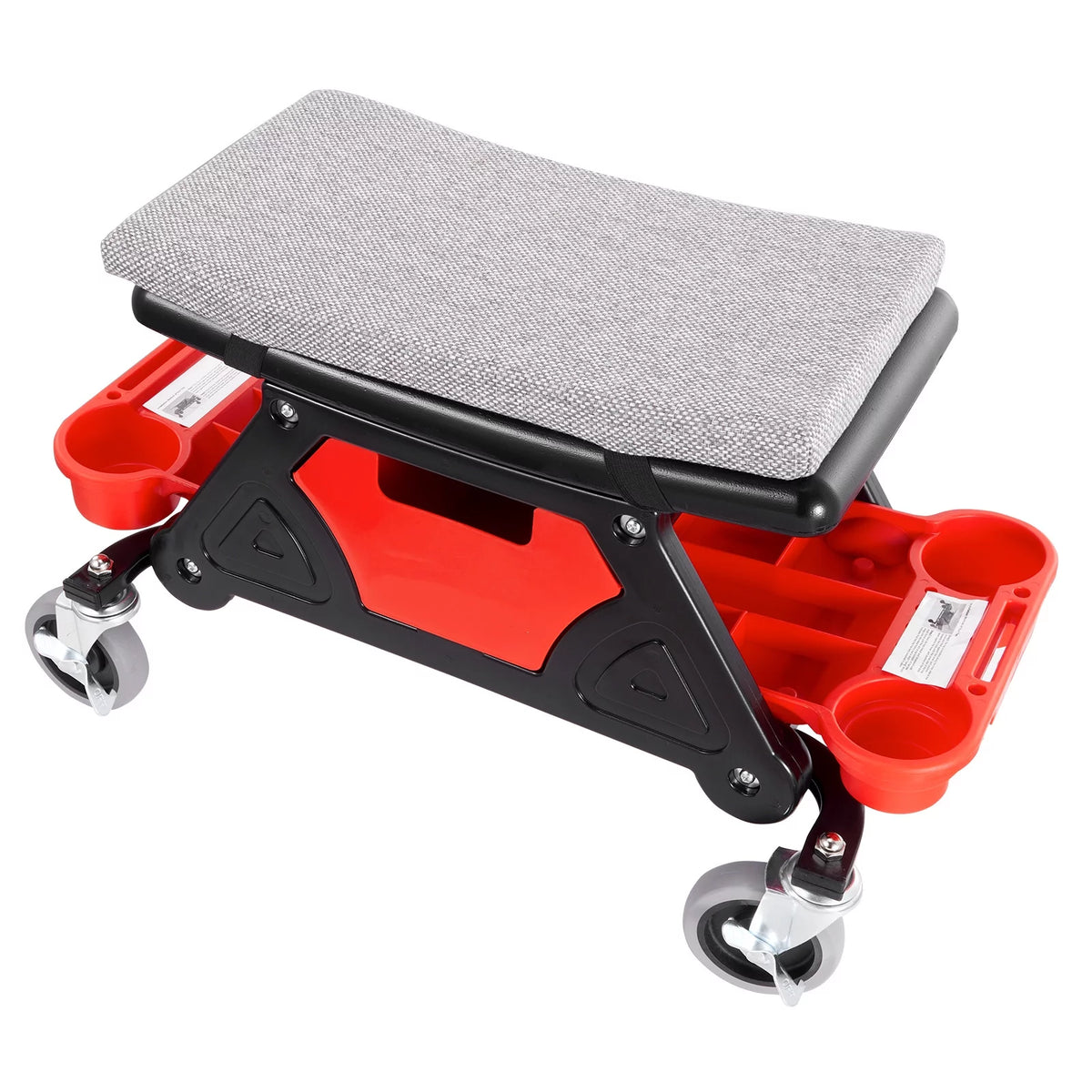 300 lbs Capacity Rolling Mechanic Seat with 4" Wheels and Tool Trays W88172