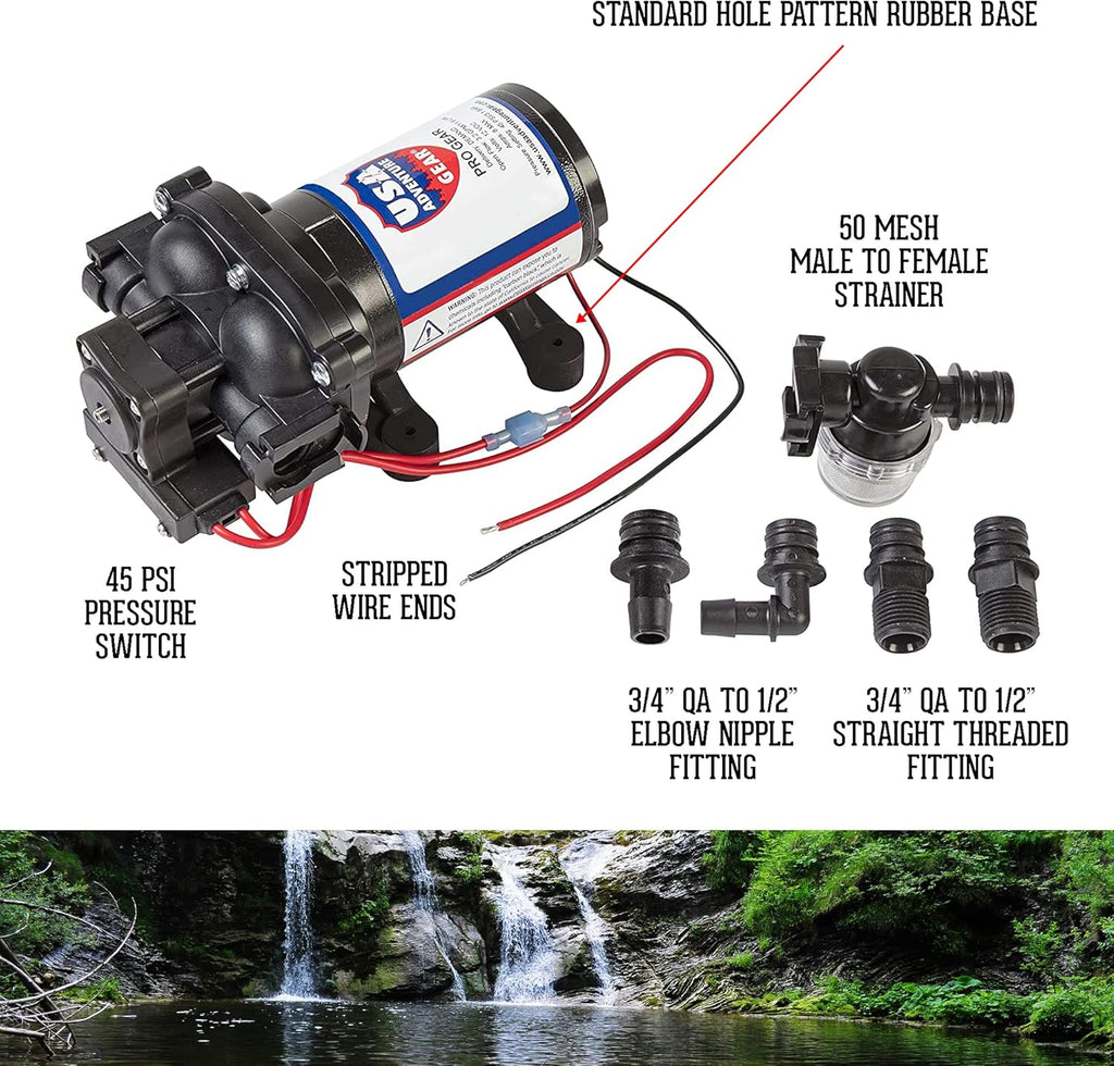 RV Replacement Water Pump, 3.3 GPM, 12 Volt DC, Self-Priming A701064