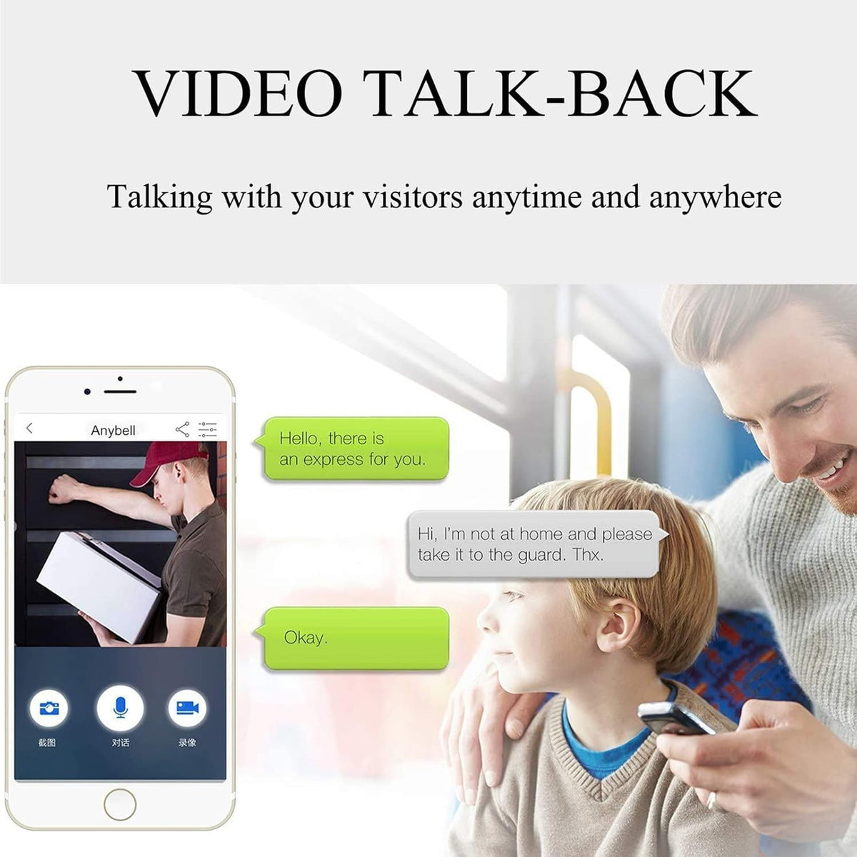 Wireless WiFi Doorbell Security Camera with Chime, Cloud Storage, Two-Way Talk, Night Vision, Rechargeable Batteries Pack of 2 S794
