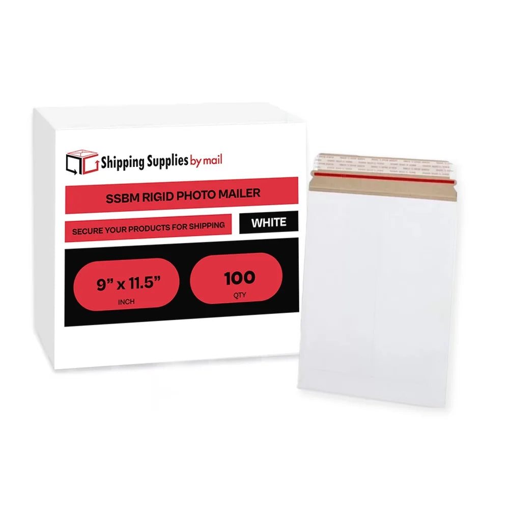 100 Pack White Cardboard Rigid Mailers 9" x 11.5" V66418