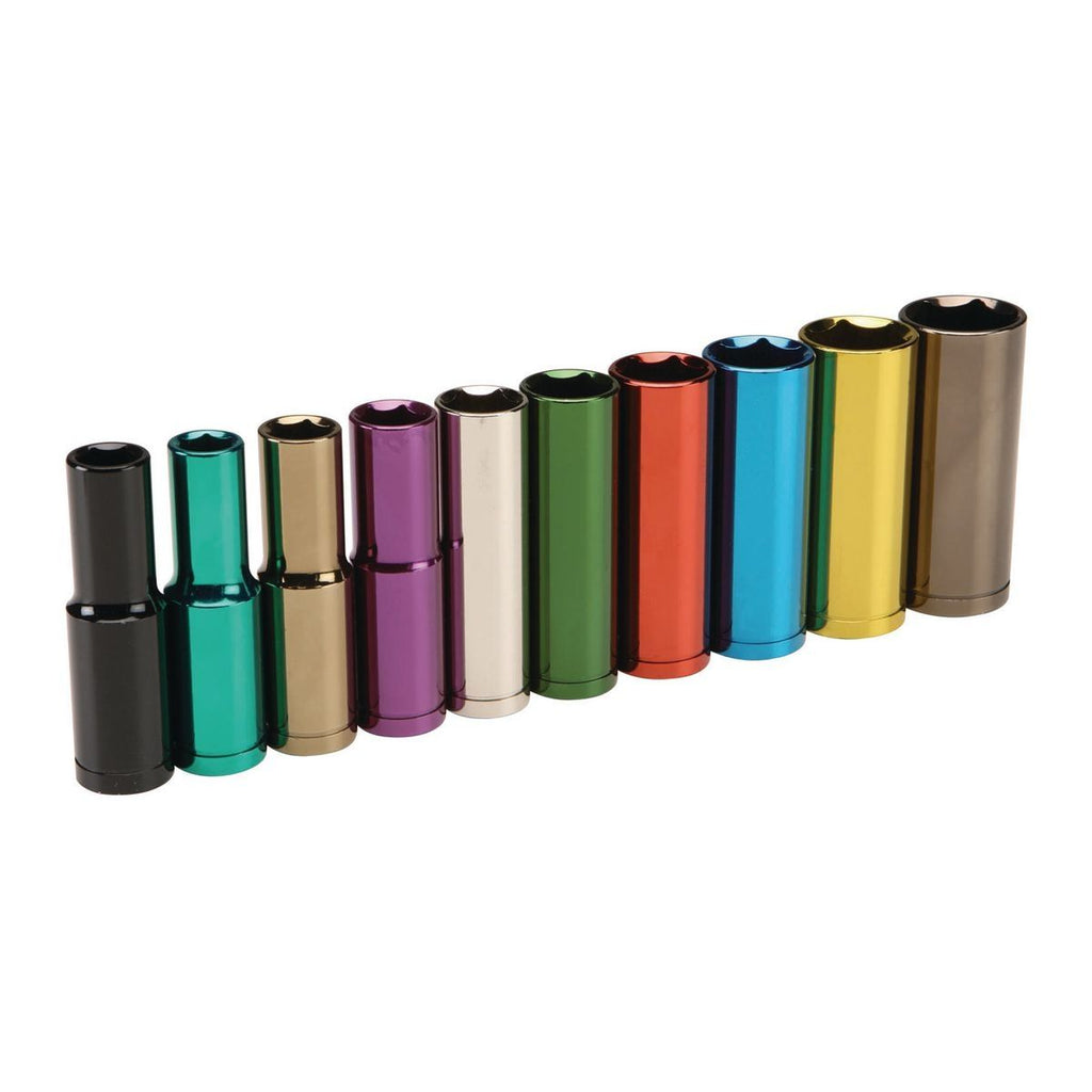1/2 in. Drive SAE Color-Coded Deep Socket Set, 10-Piece T45014