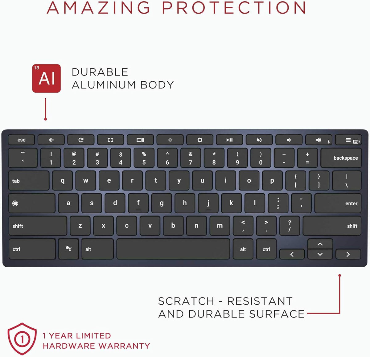 Wireless Bluetooth/USB Wired Desktop Keyboard for Chrome OS I683