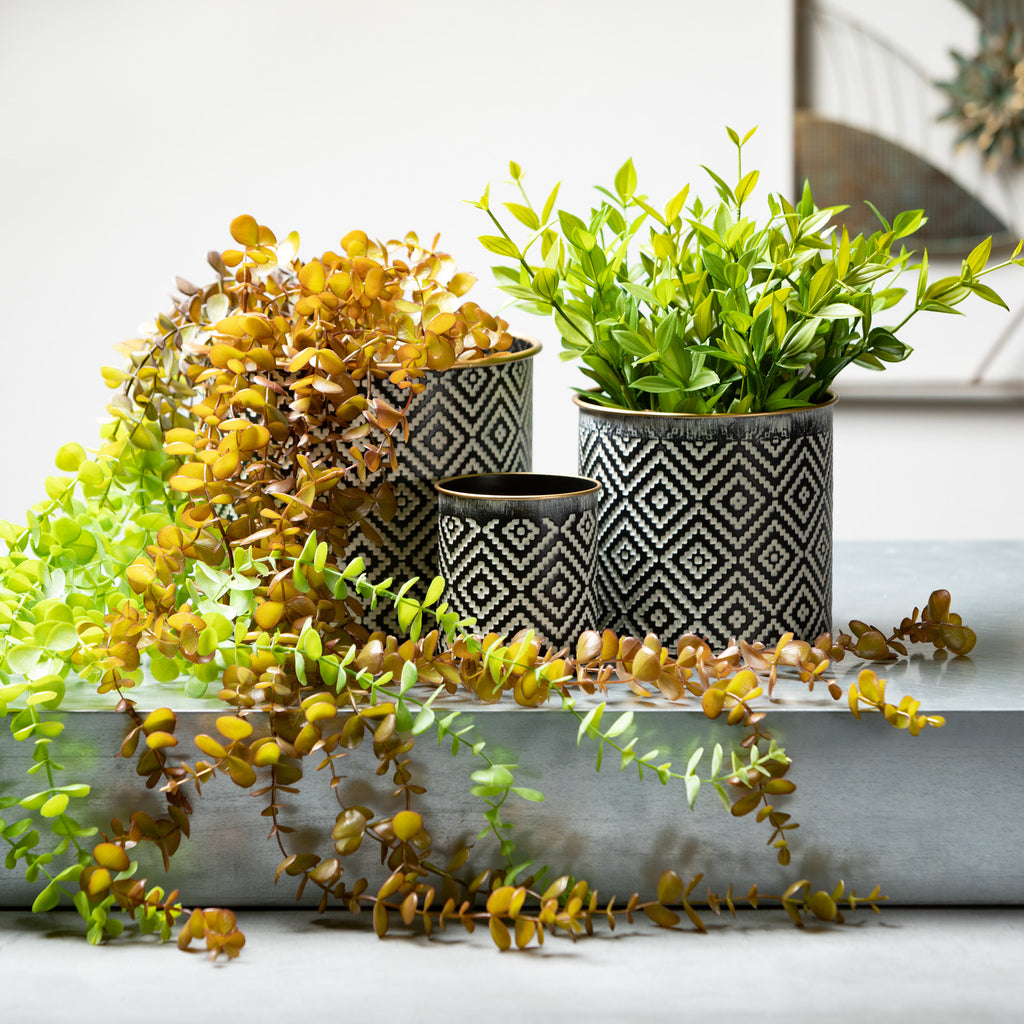 Geometric Motif Metal Planter Set of 3, Multicolored P843097