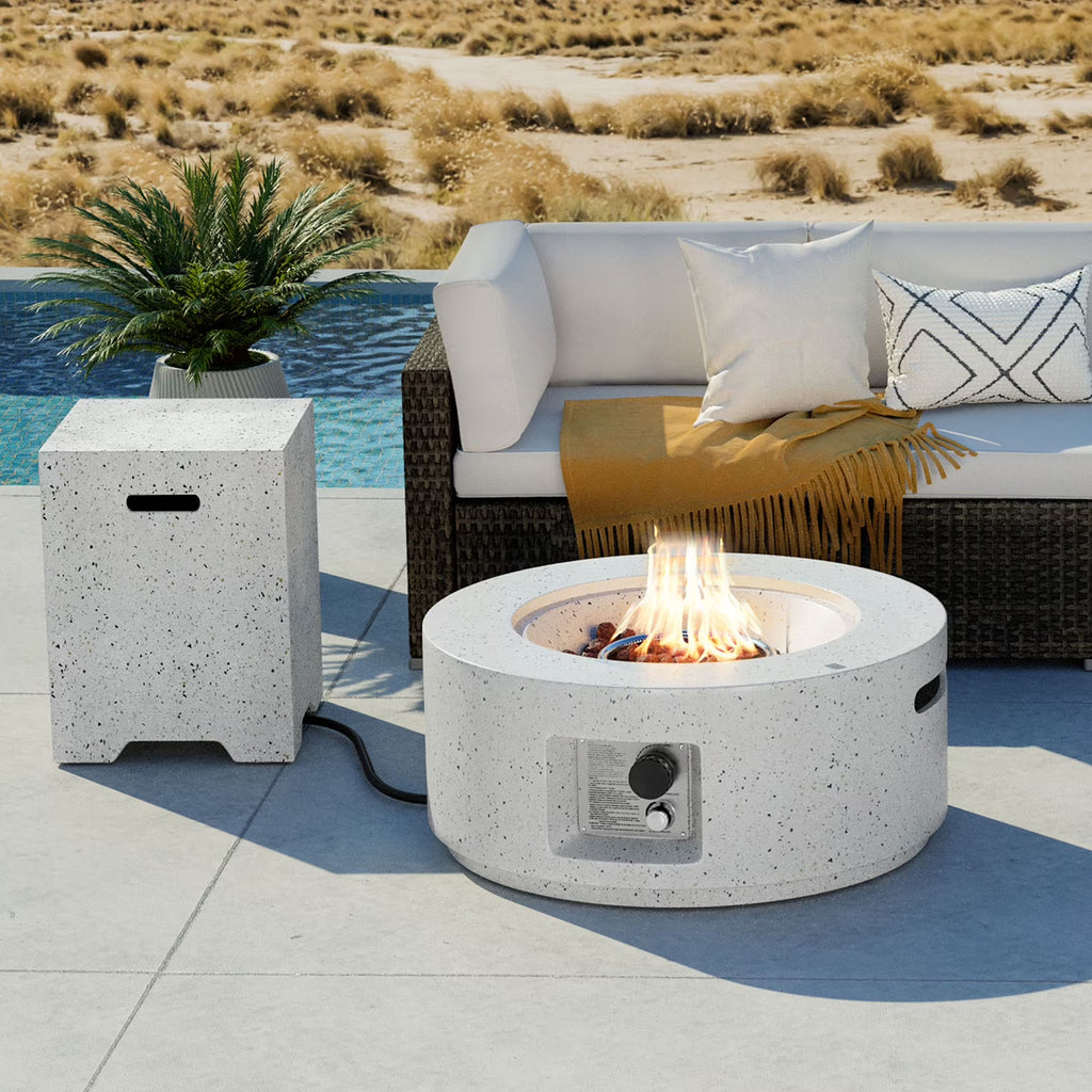 40,000 BTU Outdoor 28-inch Round Propane Fire Pit Table Set H911