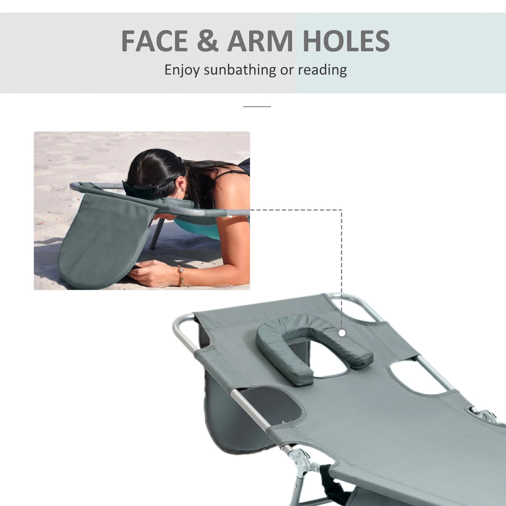 Folding Outdoor Lounge with Face Hole, Gray W6930