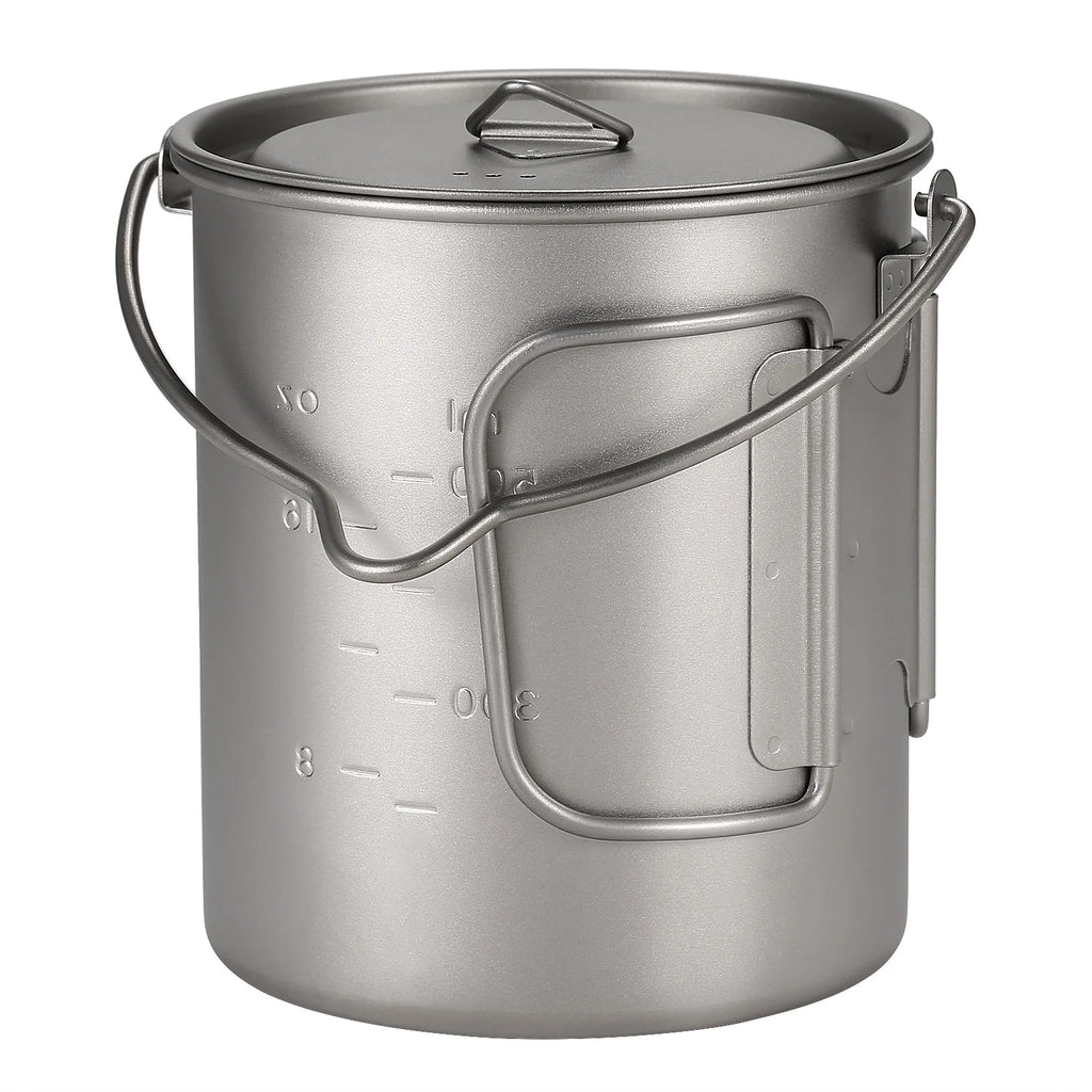 750ml Ultralight Camping Cooking Pot with Lid and Foldable Handle H3467