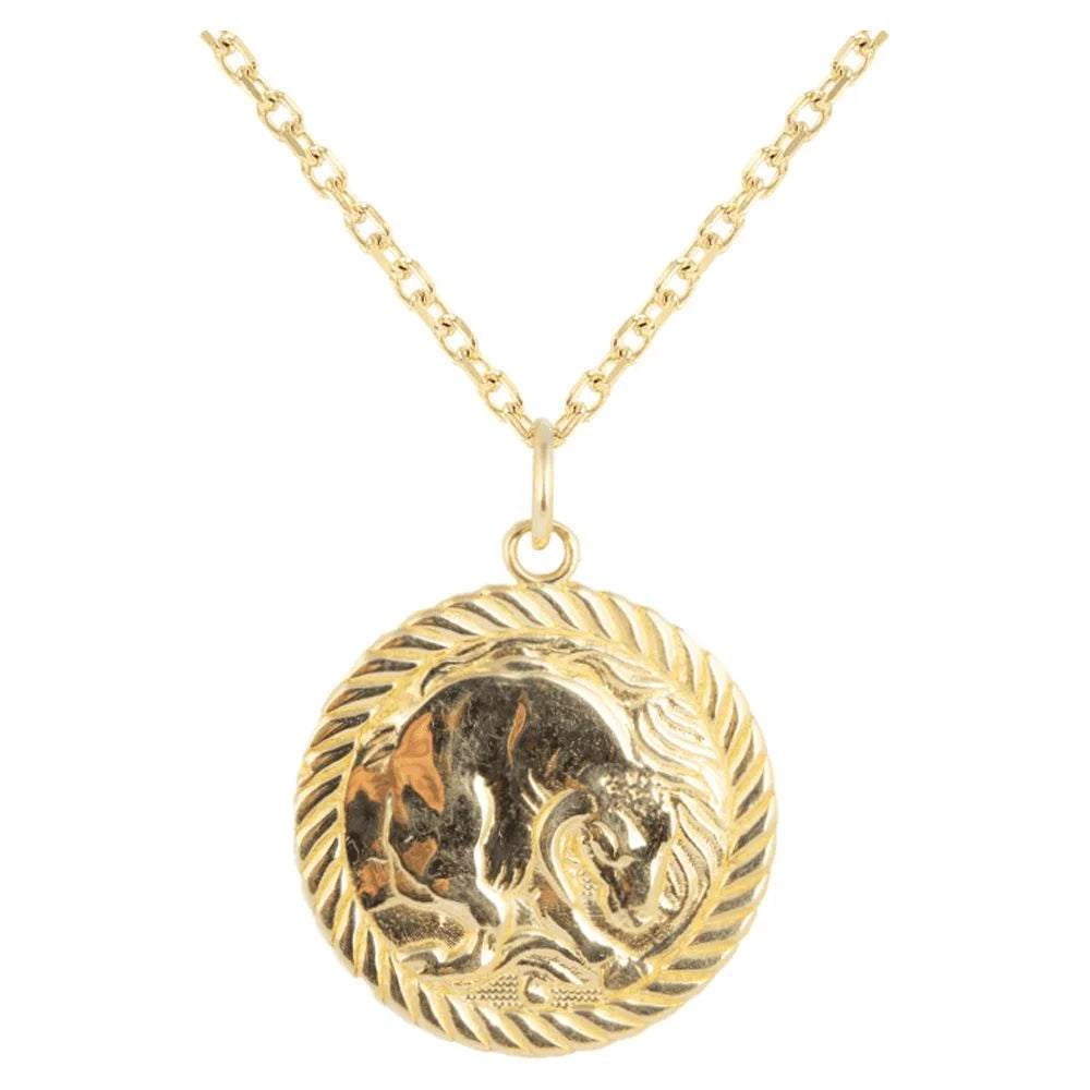Solid Gold Zodiac Charm Coin Pendant Necklace 20 Inches C70488