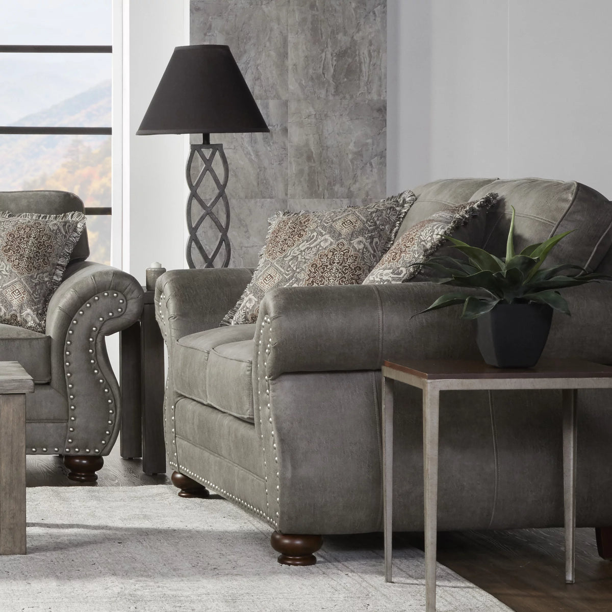 Faux Leather Upholstered Loveseat O178834