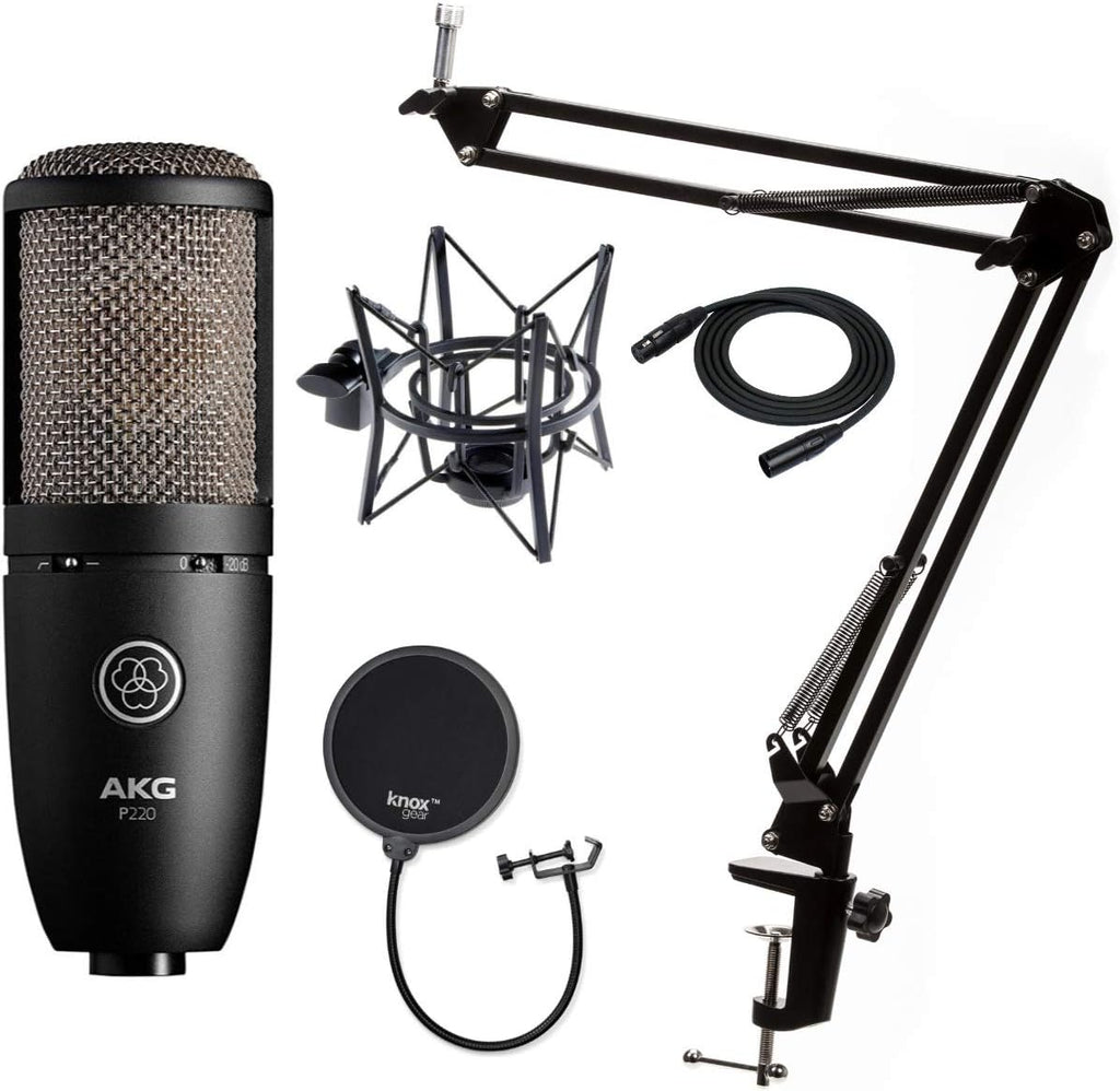 Condenser Microphone with Studio Stand, Pop Filter and XLR Cable W49186
