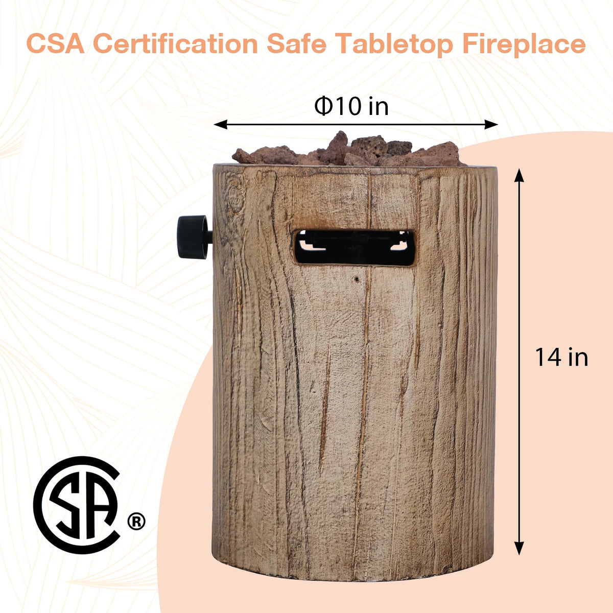 Tabletop Propane Fire Pit 10inch Portable Concrete Gas Fire Bowl Q478370