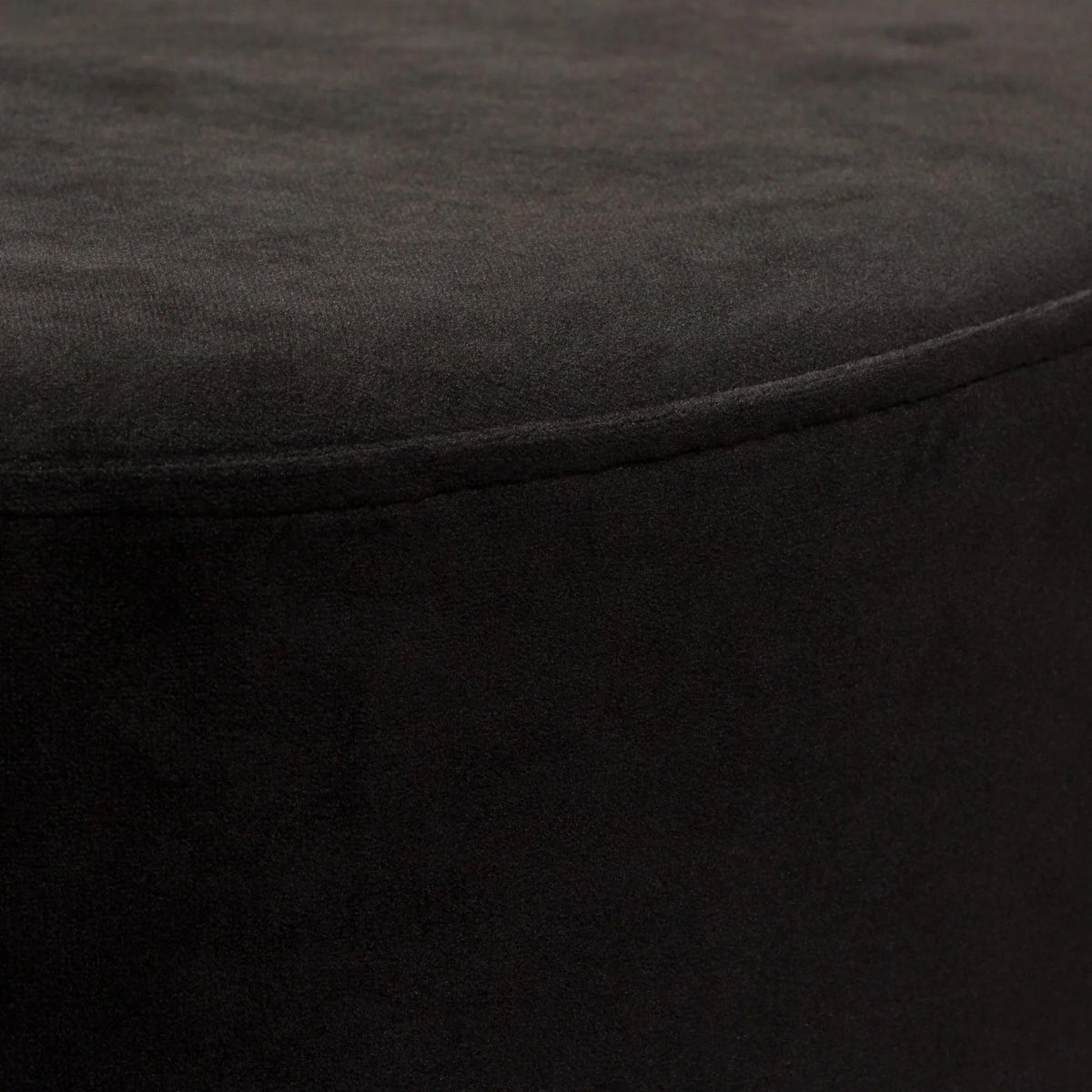 Black Velvet Round Accent Ottoman P9177