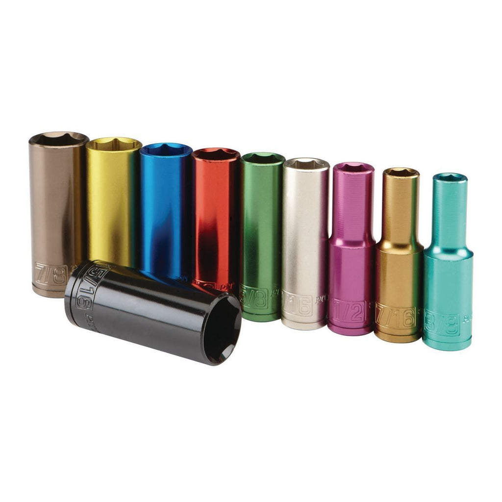 1/2 in. Drive SAE Color-Coded Deep Socket Set, 10-Piece T45014