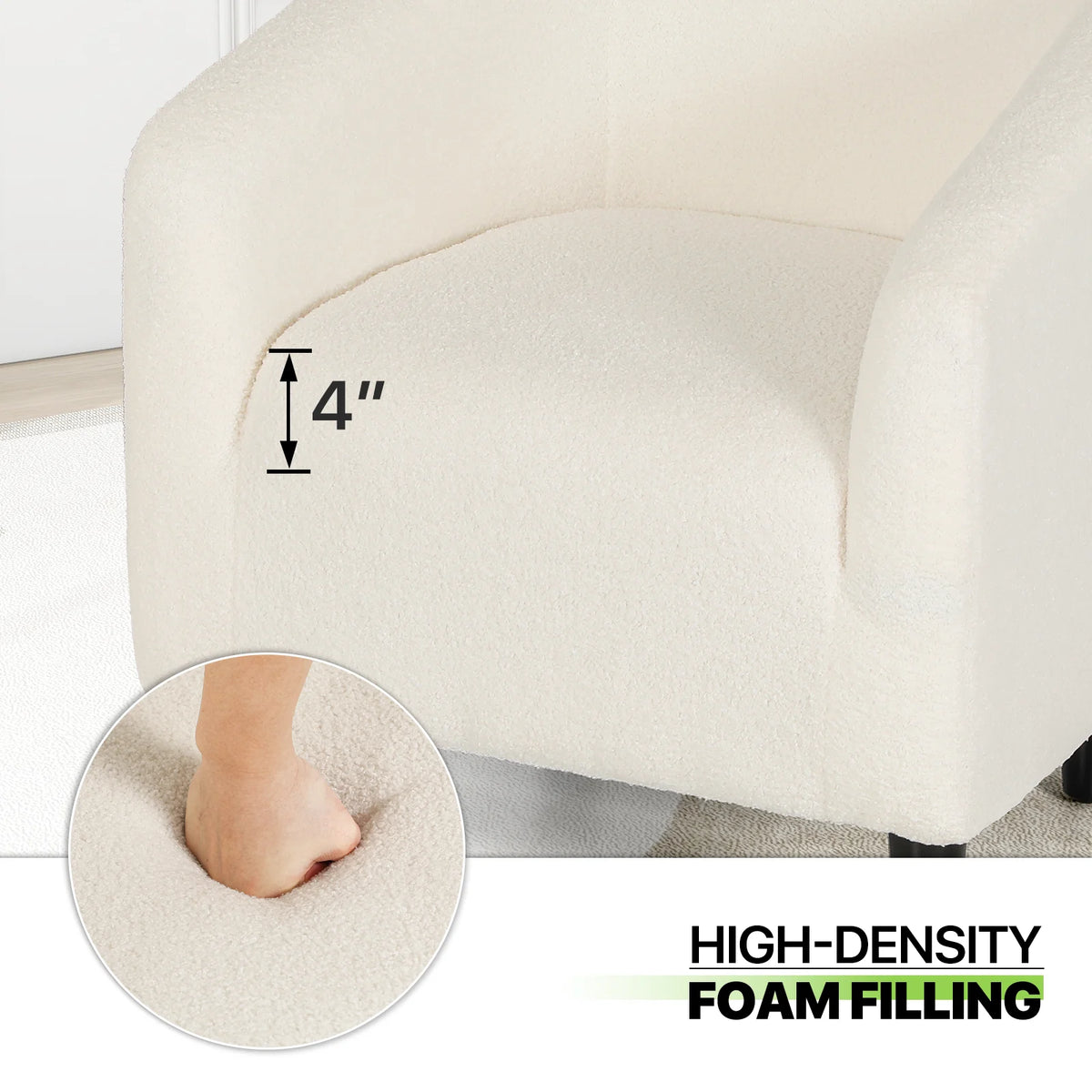 Cream Sherpa Upholstered Barrel Accent Chair M5755