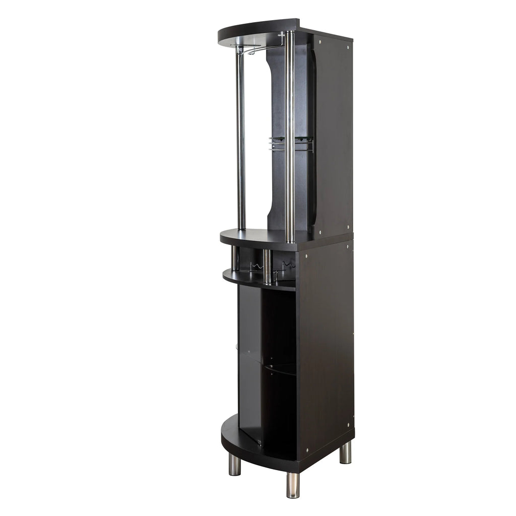 Black Corner Bar with Built-in Wine Rack and Lower Cabinet L9439
