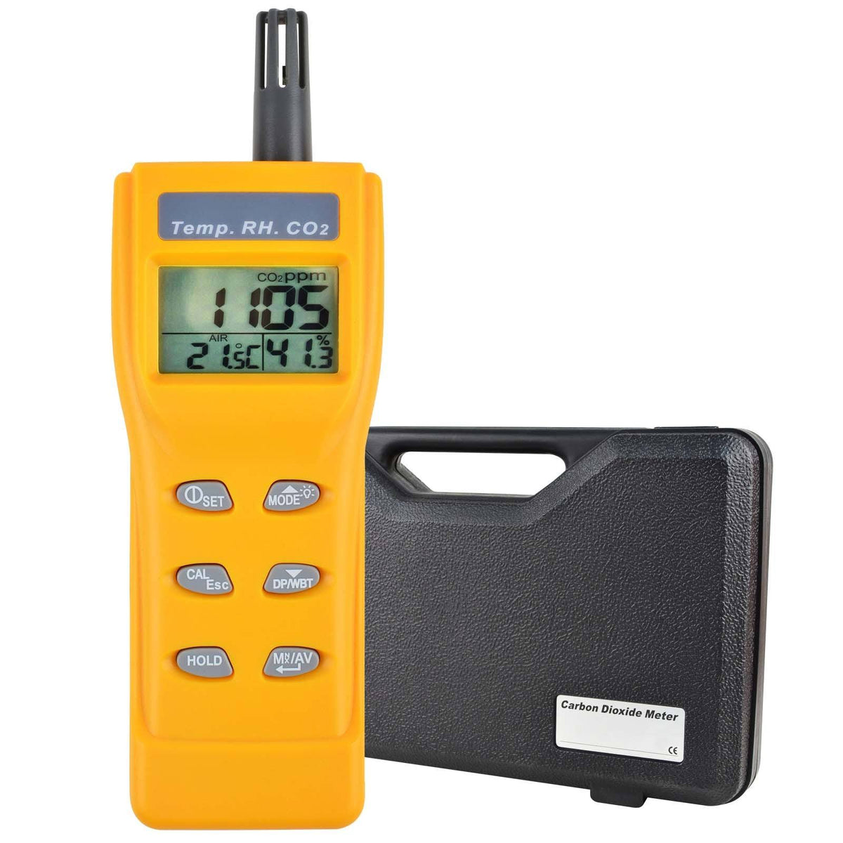 Yellow Digital Carbon Dioxide Temperature Humidity NDIR Sensor Tester Z539