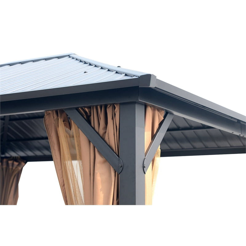 10x12 Hardtop Metal Canopy Gazebo with Netting Y436