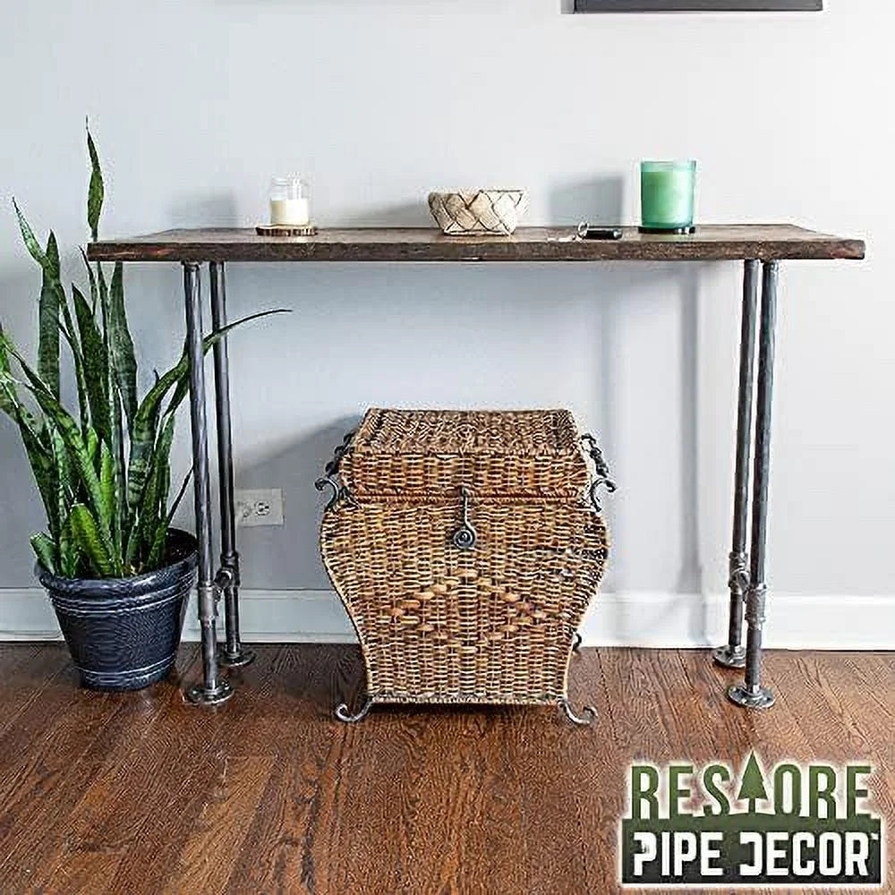 Live Edge Wood Console Table with Industrial Pipe Legs C999