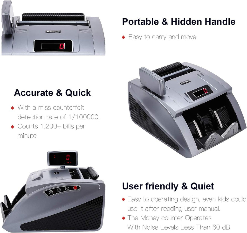 Money Counter Machine with UV/MG/IR/MT, 9 Modes, 1,200 Notes Per Minute I16871