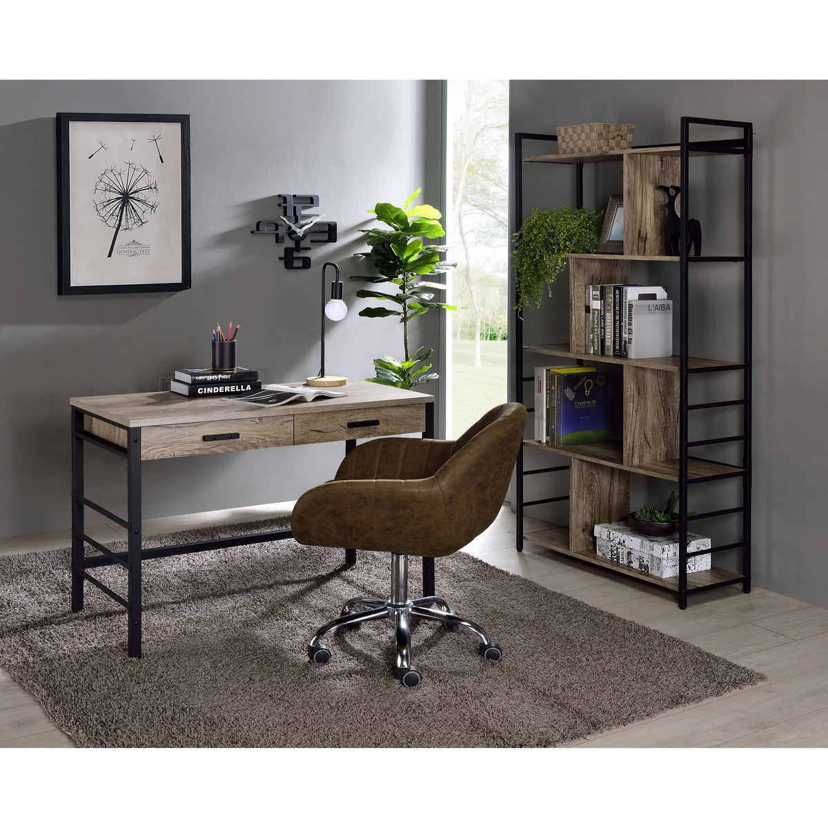 Black Built in USB Port Writing Desk T9859