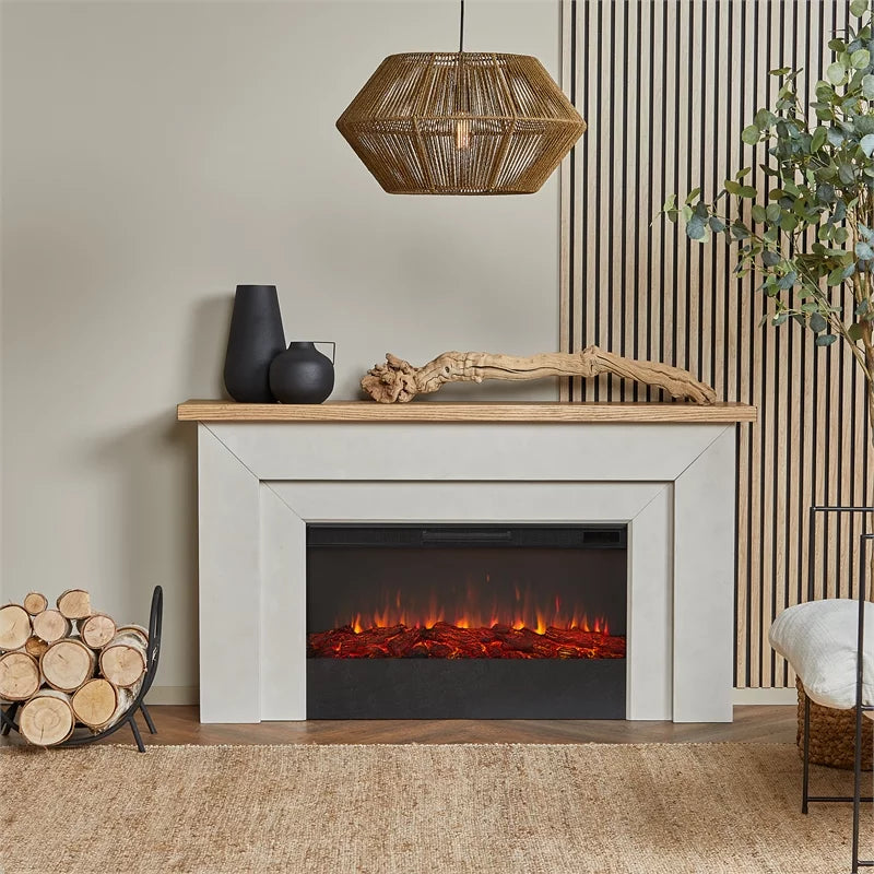 68" Wood Electric Fireplace in Venetian Gray Q270