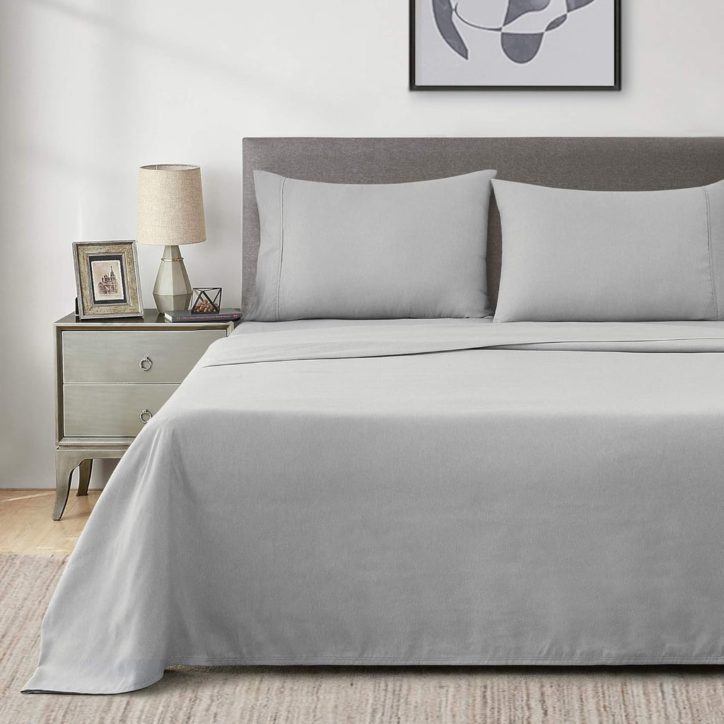 4 Piece California King Cooling Bed Sheet Set, Light Grey Q395115