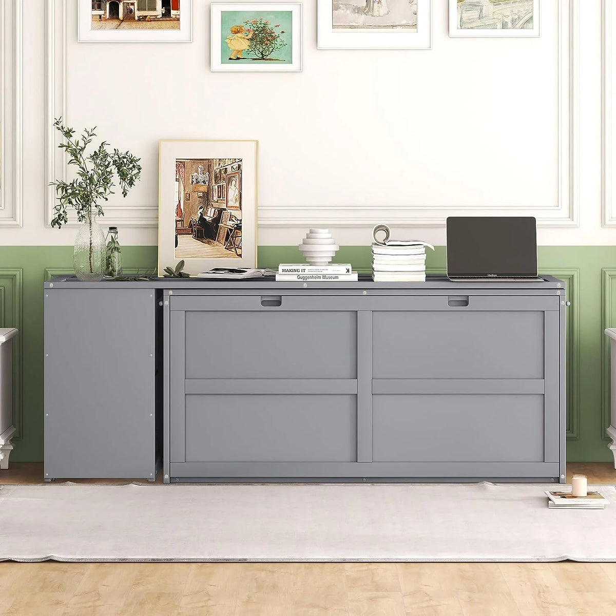 Queen Size Solid Wood Murphy Bed with Desk I54125