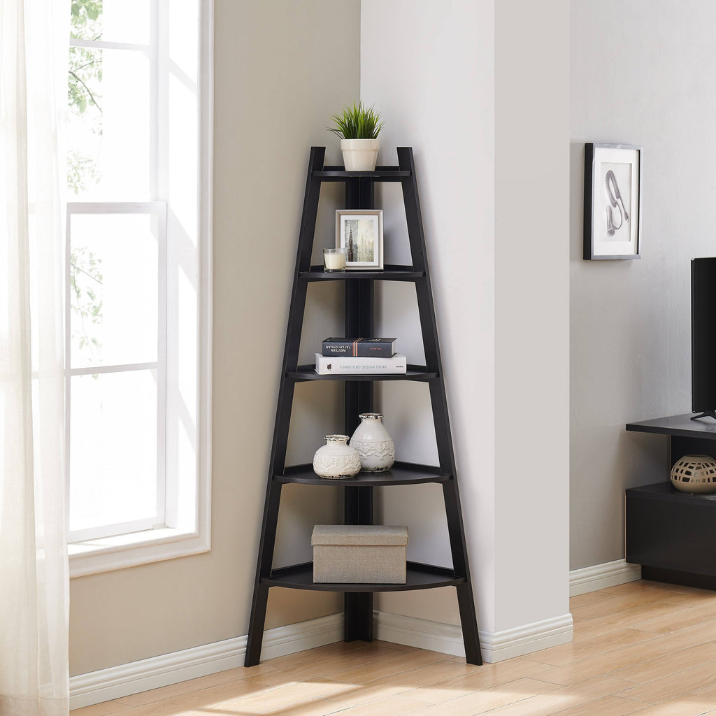Black 5-Tier Corner Ladder Display Shelves Z190625