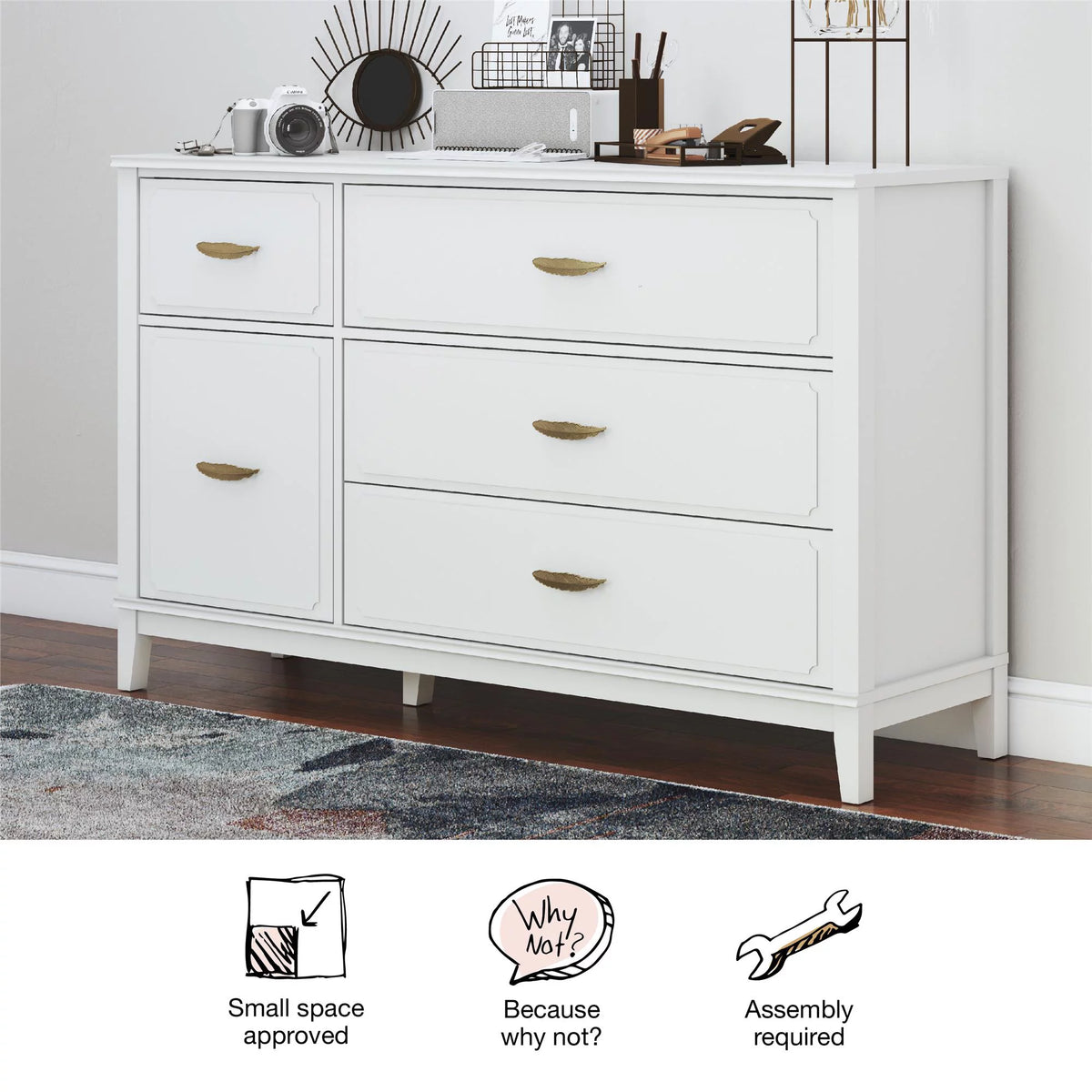White Wide Dresser N229809