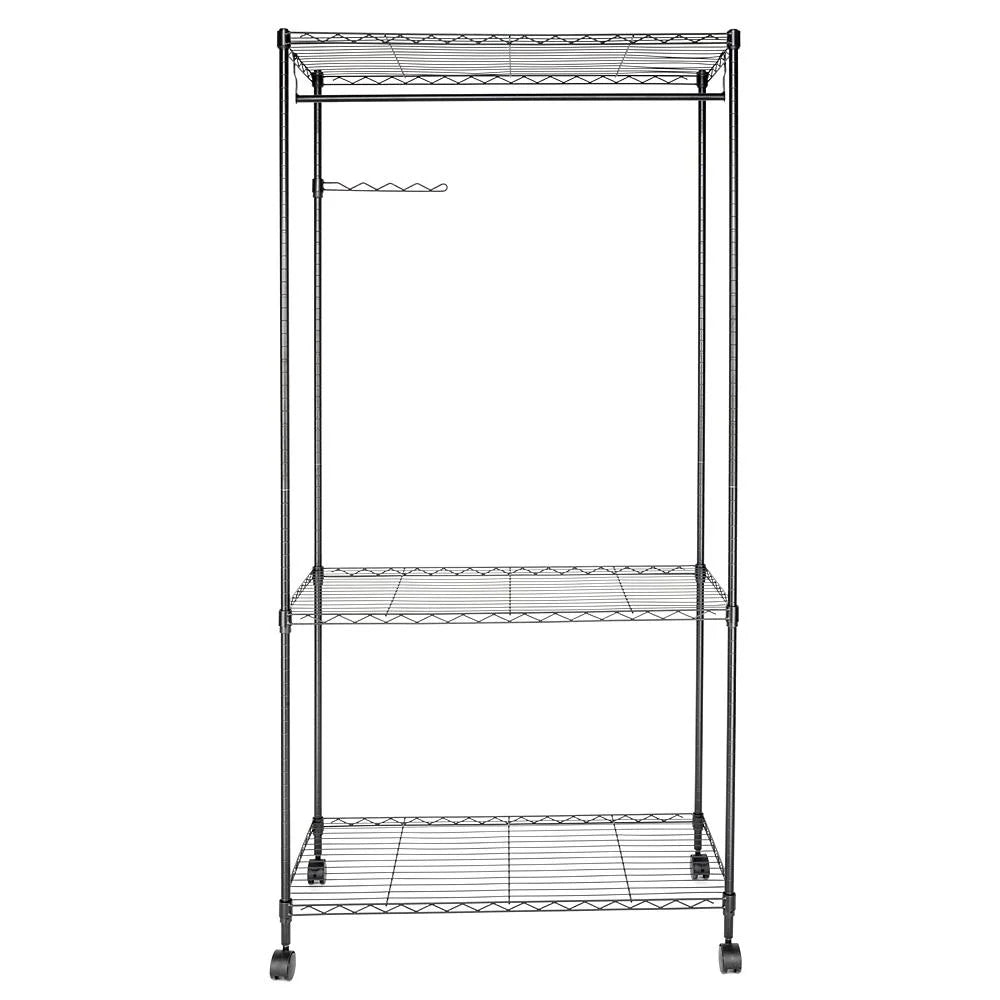 3-Tier Heavy Duty Wire Garment Rack with Wheels F6824