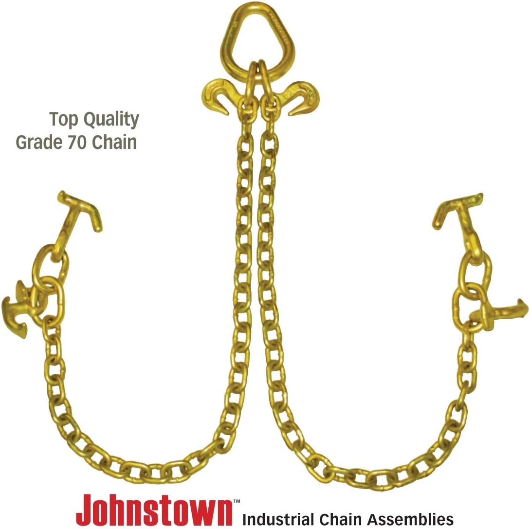 Grade 70 Towing Chain Bridle with R-Hooks and T/J Combination Hooks - 48 Inches Long - 4,700 Pound Safe Working Load U197