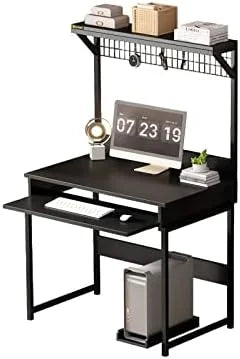 51 Inch Computer Desk with Metal Legs and Upper Shelves B4860