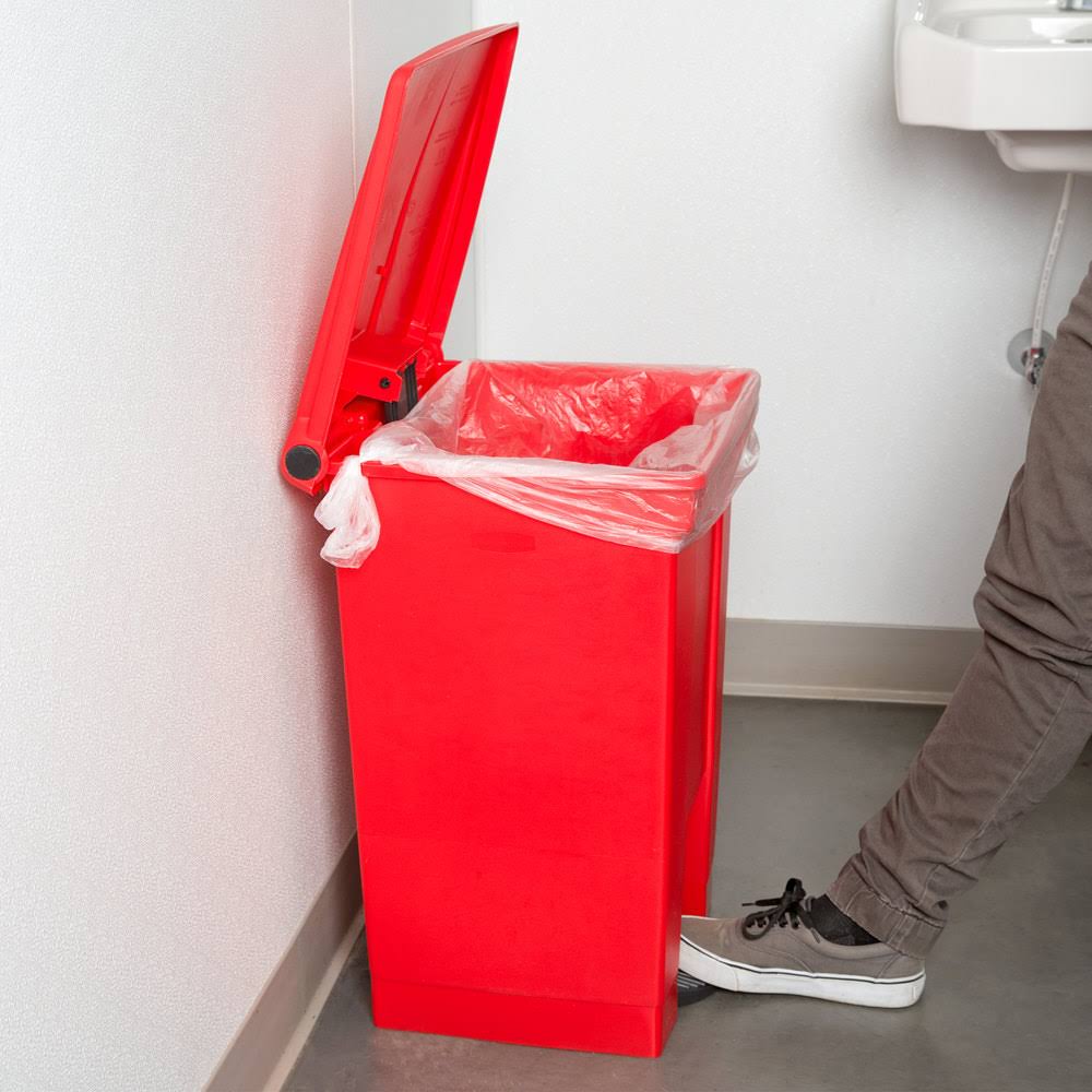 Red 12 gal Polyethylene Trash Can with Foot Pedal B12212