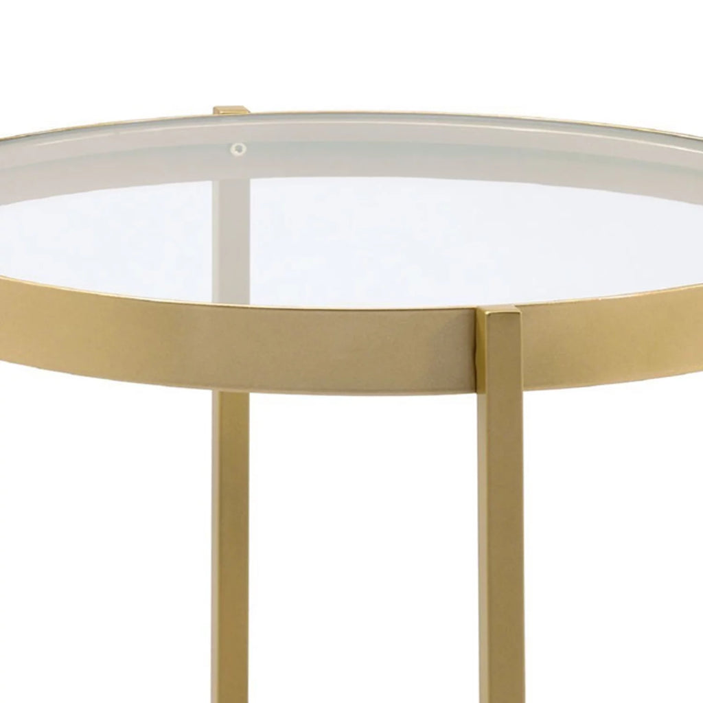Round Glass Top Metal Frame End Table O846824