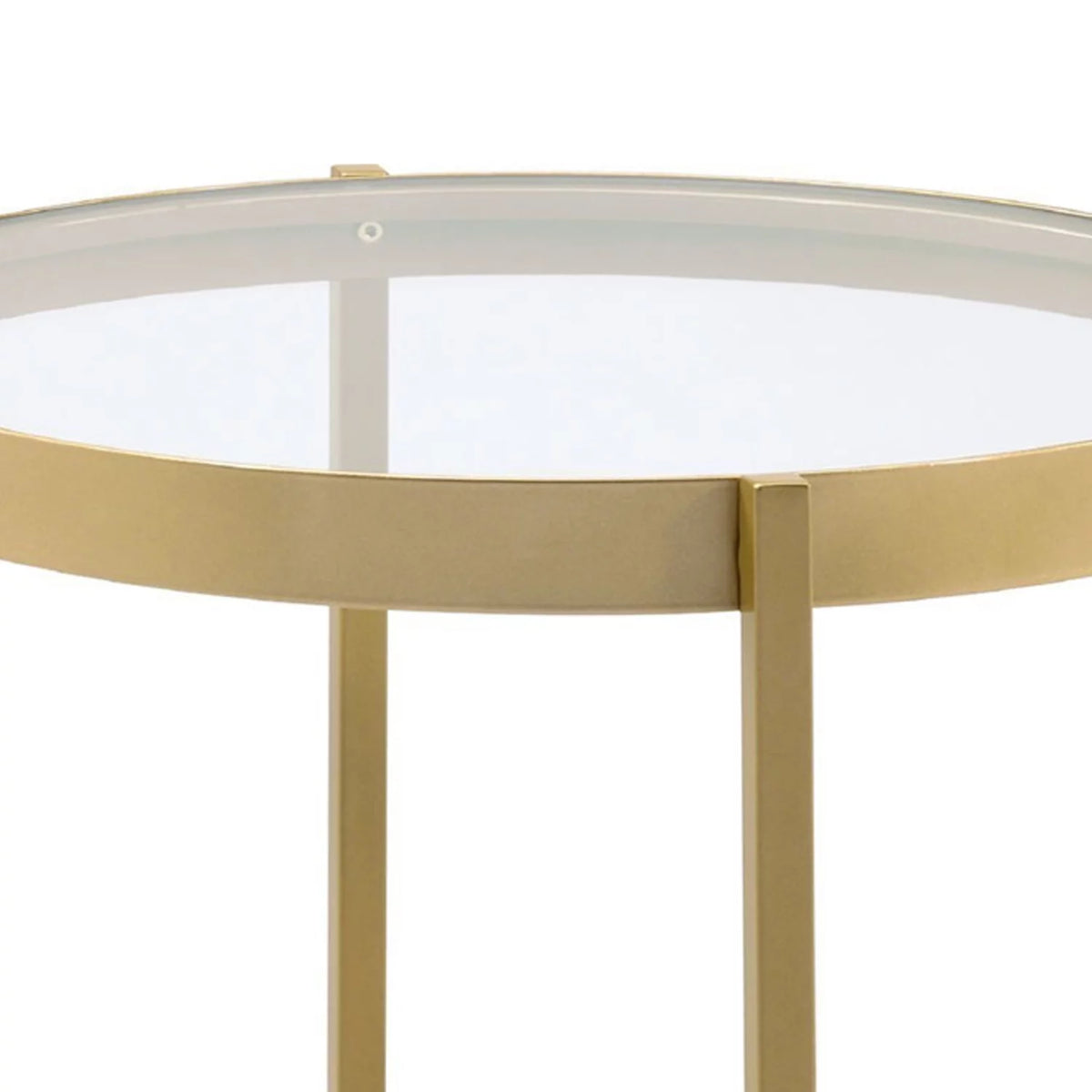 Round Glass Top Metal Frame End Table O846824