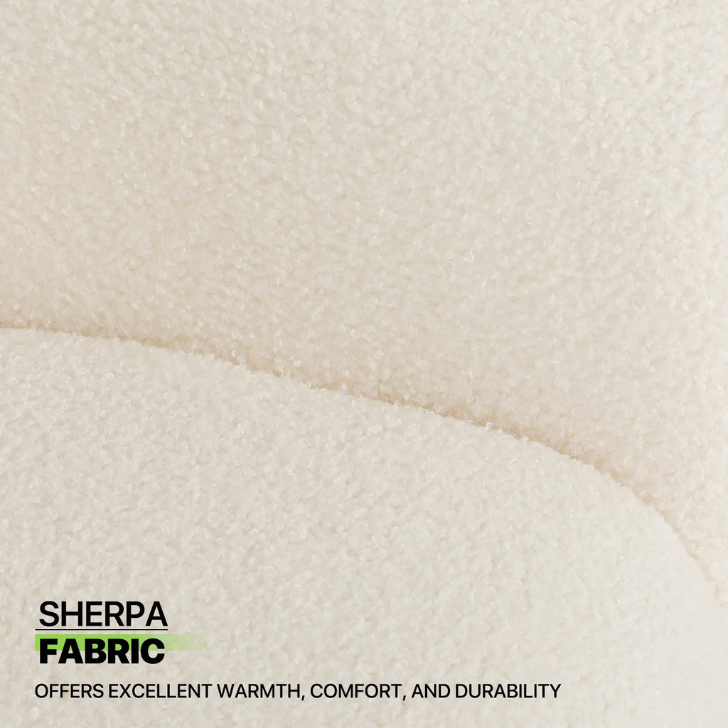 Cream Sherpa Upholstered Barrel Accent Chair M5755